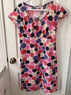 Boden Pointelle Cotton Shift/Beach Dress  in Colorful Floral Print